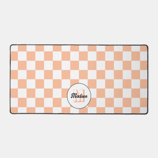 Prüfpfirsichweißes geometrisches Retrogramm Schreibtischunterlage (Vorderseite)