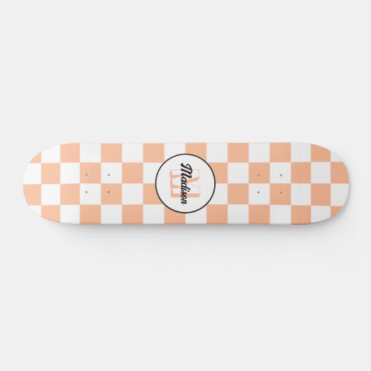Prüfpfirsichweißes geometrisches Retrogramm Skateboard (Horizontal)