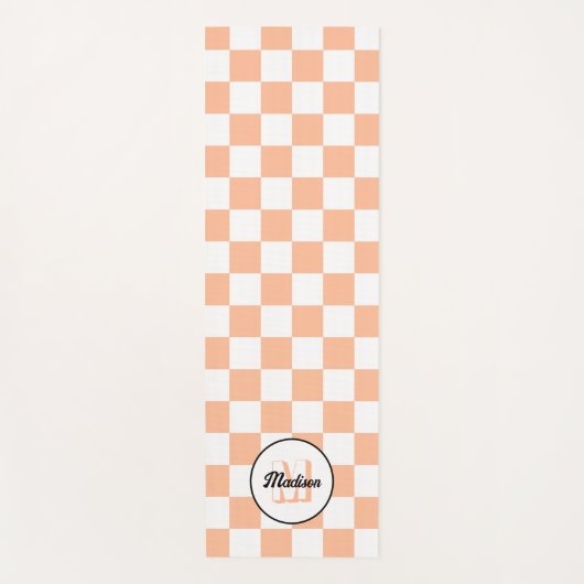 Prüfpfirsichweißes geometrisches Retrogramm Yogamatte (Vorderseite)