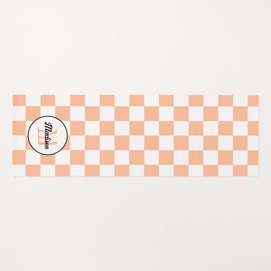 Prüfpfirsichweißes geometrisches Retrogramm Yogamatte (Vorderseite (Horizontal))
