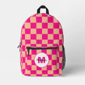 Prüfquadrat, Hot-Rosa-Pfirsichgeometrie Monogramm Bedruckter Rucksack (Vorderseite)