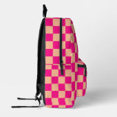 Prüfquadrat, Hot-Rosa-Pfirsichgeometrie Monogramm Bedruckter Rucksack (Links)