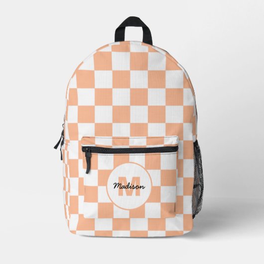 Prüfquadrate für die weiße Geometrie Monogramm Bedruckter Rucksack (Vorderseite)