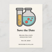 Prüfrohr und Beaker für die Chemie Ankündigungspostkarte (Vorderseite)