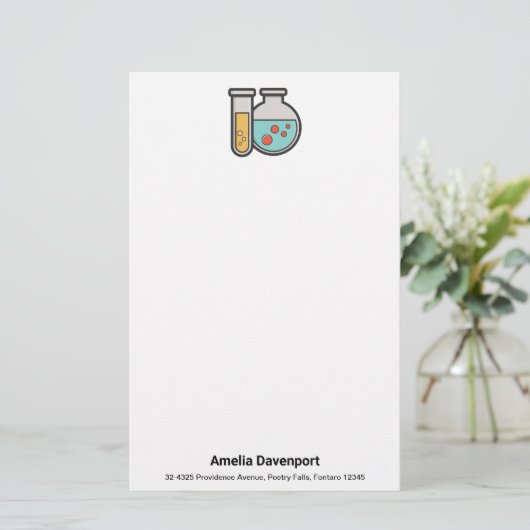 Prüfrohr und Beaker für die Chemie Briefpapier (Stehend Vorderseite)