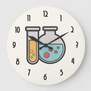 Prüfrohr und Beaker für die Chemie Große Wanduhr