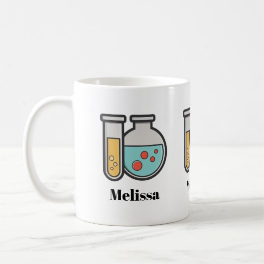 Prüfrohr und Beaker für die Chemie Kaffeetasse (Links)