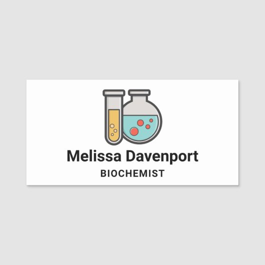 Prüfrohr und Beaker für die Chemie Namensschild (Vorderseite)