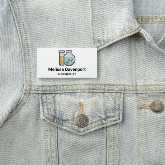 Prüfrohr und Beaker für die Chemie Namensschild (Beispiel)