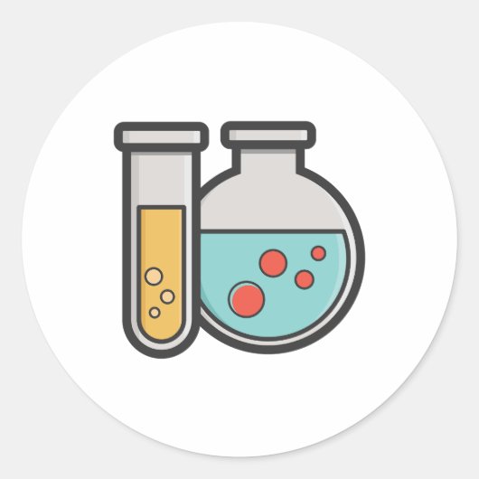 Prüfrohr und Beaker für die Chemie Runder Aufkleber (Vorderseite)