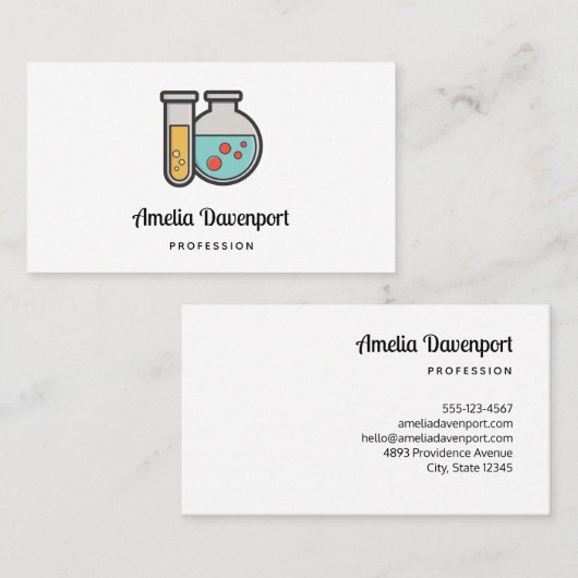 Prüfrohr und Beaker für die Chemie Visitenkarte (Vorne/Hinten)