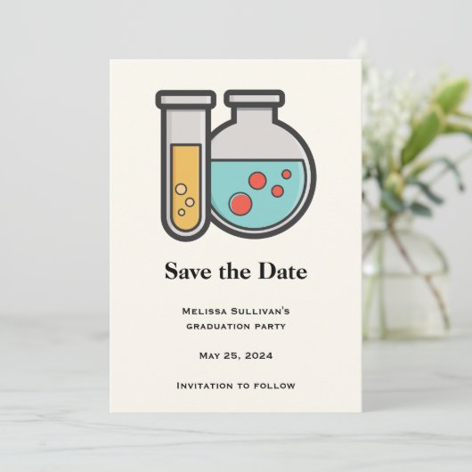 Prüfröhre und Beaker-Abschluss Save The Date (Stehend Vorderseite)