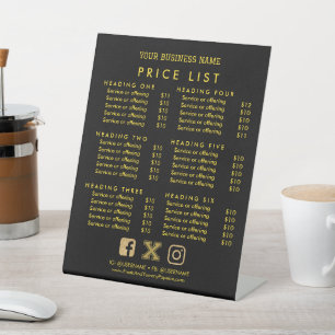 Prüfung der Preisliste für Business Services auf P Sockelschild