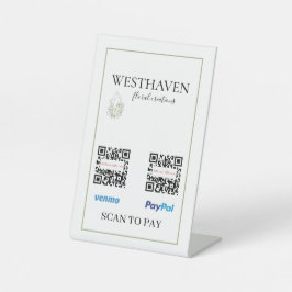 Prüfung des ökologischen QR-Codes auf Bezahlung Sockelschild