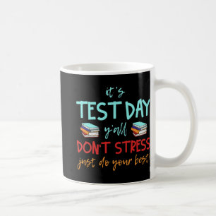 Prüfungen am Testtag Kaffeetasse