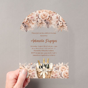 Prunkvoller Brunch beige Pfirsichrosen Bogen Braut Acryleinladungen