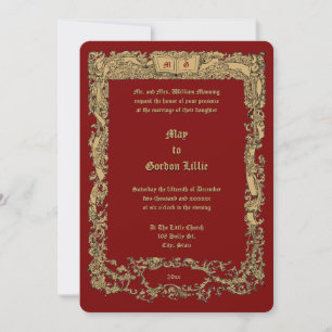 Prunkvolles viktorianisches Blumenbanner-Hochzeits Einladung