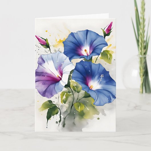 Prunkwinde - Aquarellblumen Karte (Vorderseite)