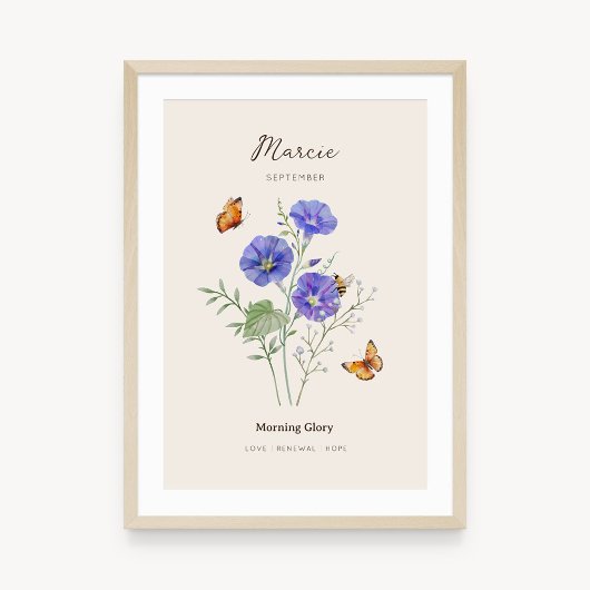 Prunkwinde-Geburtsmonats-Blumenposter Poster