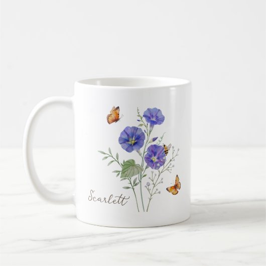 Prunkwinde Geburtsmonatsblume Kaffeetasse (Links)
