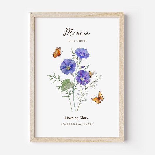 Prunkwinde Geburtsmonatsblumenposter Poster