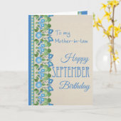 Prunkwinde September Geburtstag: Schwiegermutter Karte (Gelbe Blume)