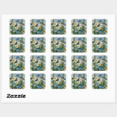Prunkwinde und Mondblume Buntglas Quadratischer Aufkleber (Blatt)