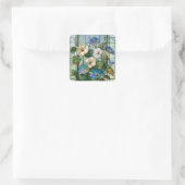 Prunkwinde und Mondblume Buntglas Quadratischer Aufkleber (Tasche)