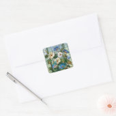 Prunkwinde und Mondblume Buntglas Quadratischer Aufkleber (Umschlag)