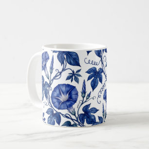 Prunkwinden Kobaltblau Weiß Delft-Stil Kaffeetasse