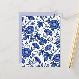 Prunkwinden Kobaltblau Weiß Delft-Stil Postkarte