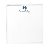 Prussian Blue Bow Border Script Custom Name Script Notizblock (Vorderseite)