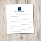 Prussian Blue Modern Lined Chic Trendy Monogram  Notizblock