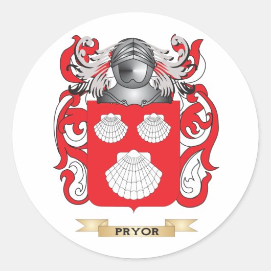 Pryor Coat of Arms (Familienwappen) Runder Aufkleber (Vorderseite)