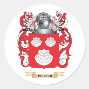 Pryor Coat of Arms (Familienwappen) Runder Aufkleber