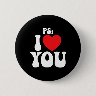 Ps I Liebe You Day Lila Funny Valentine Match Button