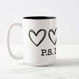 PS I Love You Day Valentine's Day Purple Heart Zweifarbige Tasse
