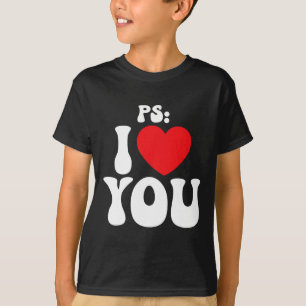 Ps I Love You Tag Purpur Lustiges Valentinstag-Mat T-Shirt