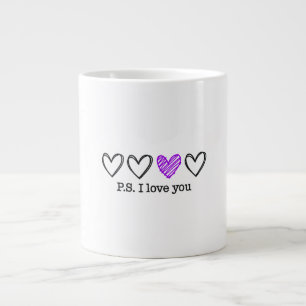 PS Ich liebe dich Tag Valentinstag Lila Herz Jumbo-Tasse