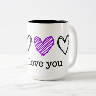 PS Ich liebe dich Tag Valentinstag Lila Herz Zweifarbige Tasse