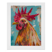 PS Nature Designs, buntes BoHo-Rooster-Poster Poster (Vorderseite)