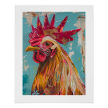 PS Nature Designs, buntes BoHo-Rooster-Poster