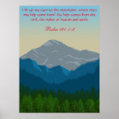 Psalm121 Bibelverse Sicht auf die Berge Poster (Vorne)