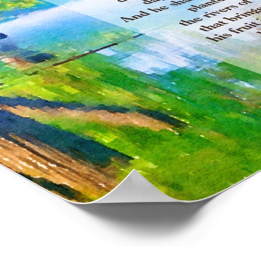 Psalm1:1-3 Gesegnet ist der Mann Christlich Poster (Ecke)