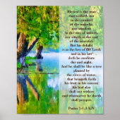 Psalm1:1-3 Gesegnet ist der Mann Christlich Poster (Vorne)