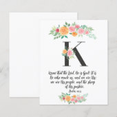 Psalm 100:3, Letter K, Aquarellschrift-Karte (Vorne/Hinten)