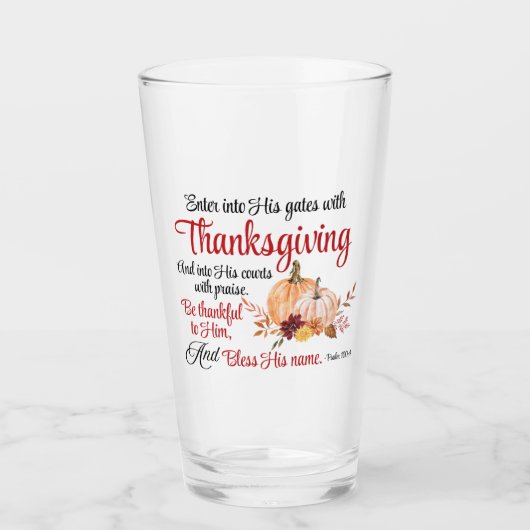 Psalm 100:4 Trete mit Erntedank in seine Tore Glas (Vorderseite)