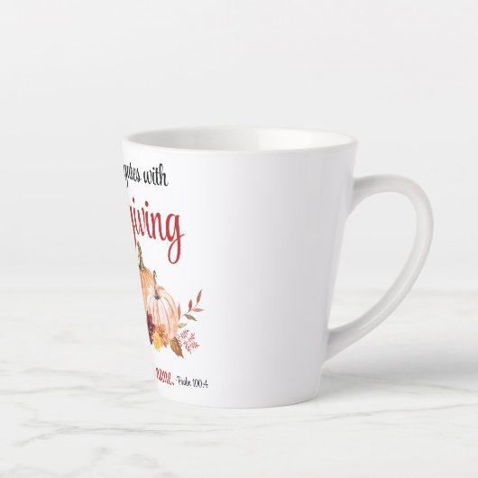 Psalm 100:4 Trete mit Erntedank in seine Tore Milchtasse (Rechts)