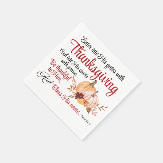 Psalm 100:4 Trete mit Erntedank in seine Tore Serviette (Ecke)