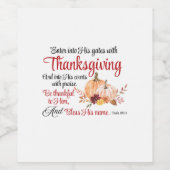 Psalm 100:4 Trete mit Erntedank in seine Tore Weinetikett (Einzelnes Label)